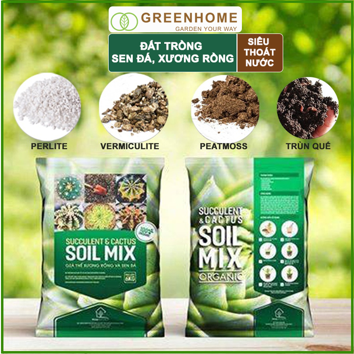 Soil Mix Đất trồng Sen đá, Xương rồng 6kg