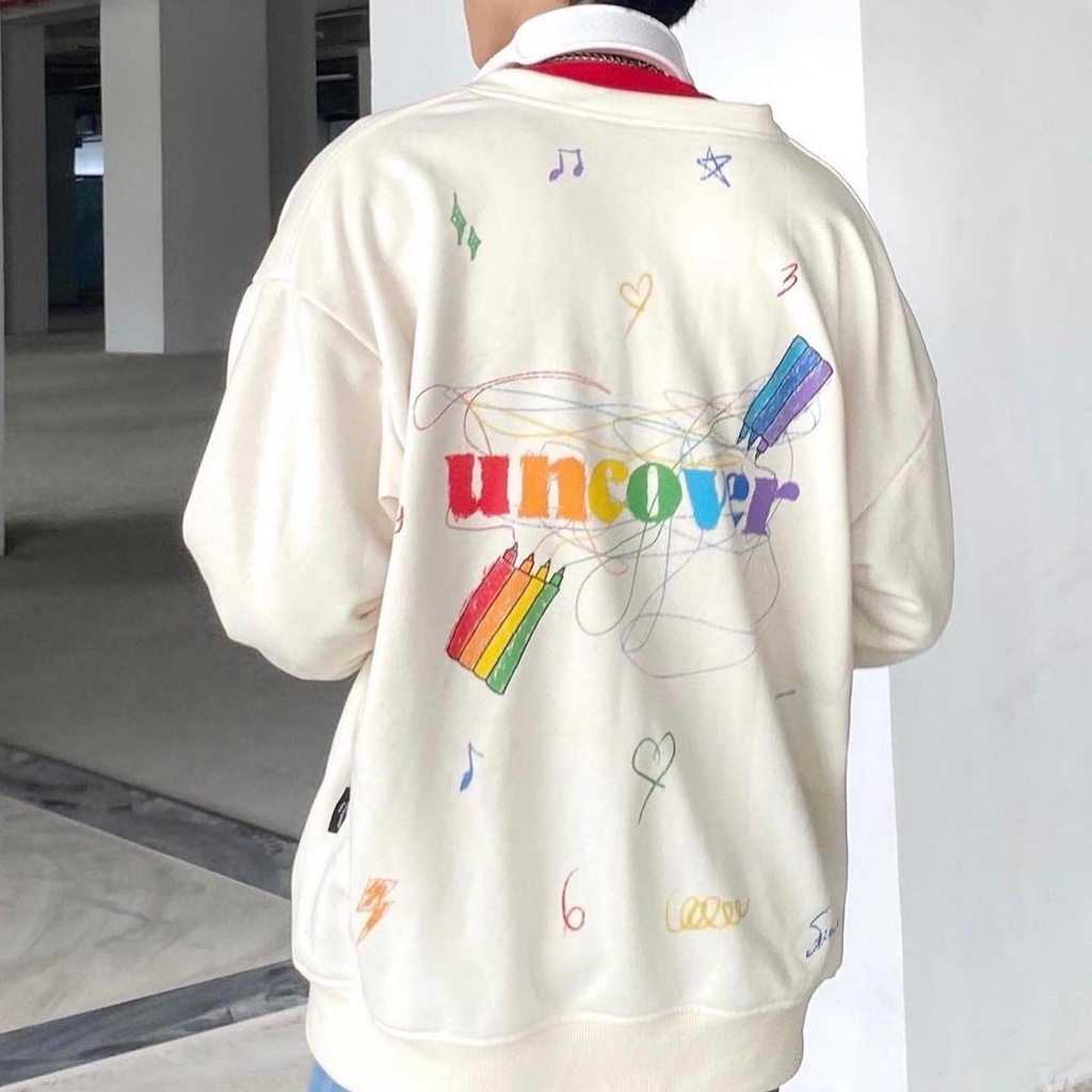Áo Khoác Cardigan nỉ Jacket UNCOVER Crayon Bút Sáp Full Tag Vải Unisex - Gin Store