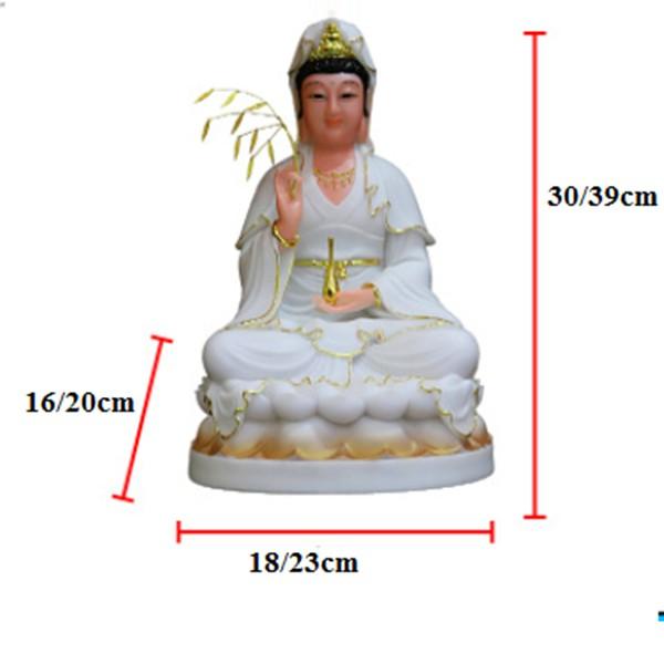Tượng mẹ QUAN ÂM cao cấp Trắng Ngọc liễu vàng