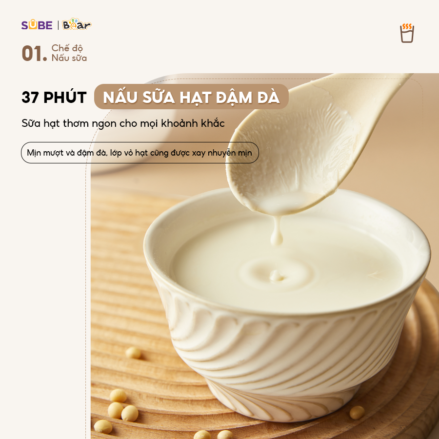Máy Làm Sữa Hạt 0,6L BEAR Máy Xay Nhuyễn Mịn, Máy Xay Hạt Máy Xay Sinh Tố Mini Nấu Cháo Tự Động Vệ Sinh SB-SH06C - Hàng Chính Hãng