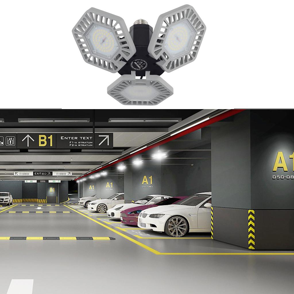Folding Deformable LED Garage Lights Bulb E27, Shop Light 6500K Daylight Adjustable