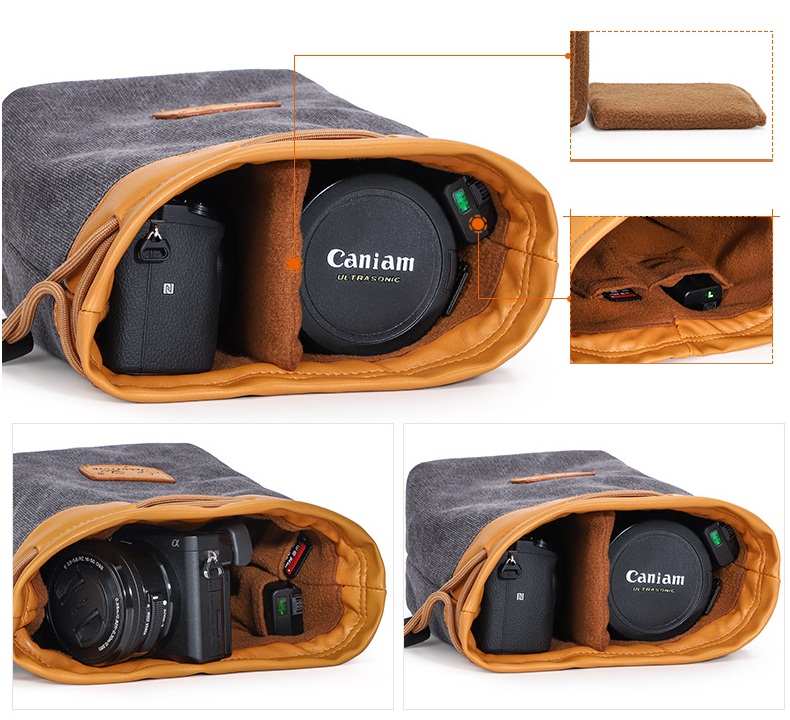 Túi chống sốc máy ảnh và lens vải bố canvas cao cấp