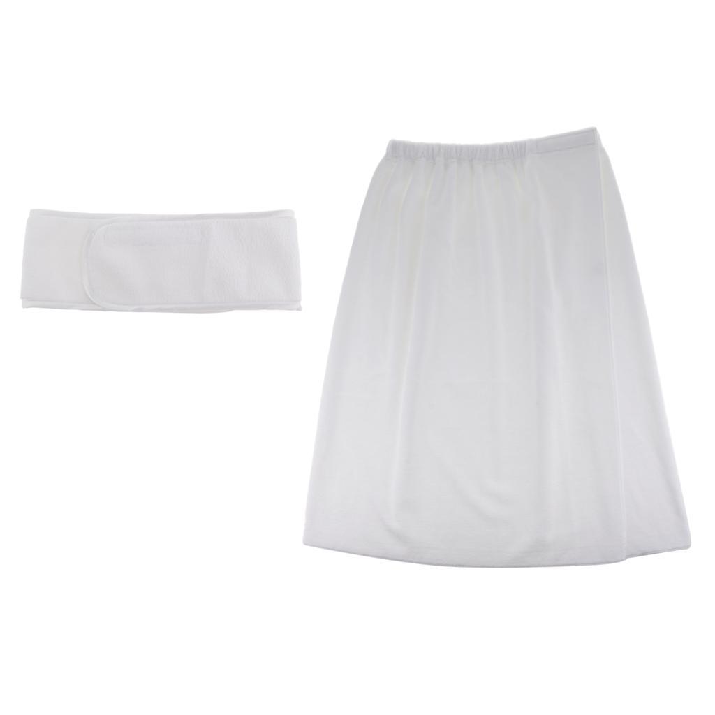 Women Microfiber Body Shower Bath Towel Wrap for SPA with Stretch Headband White