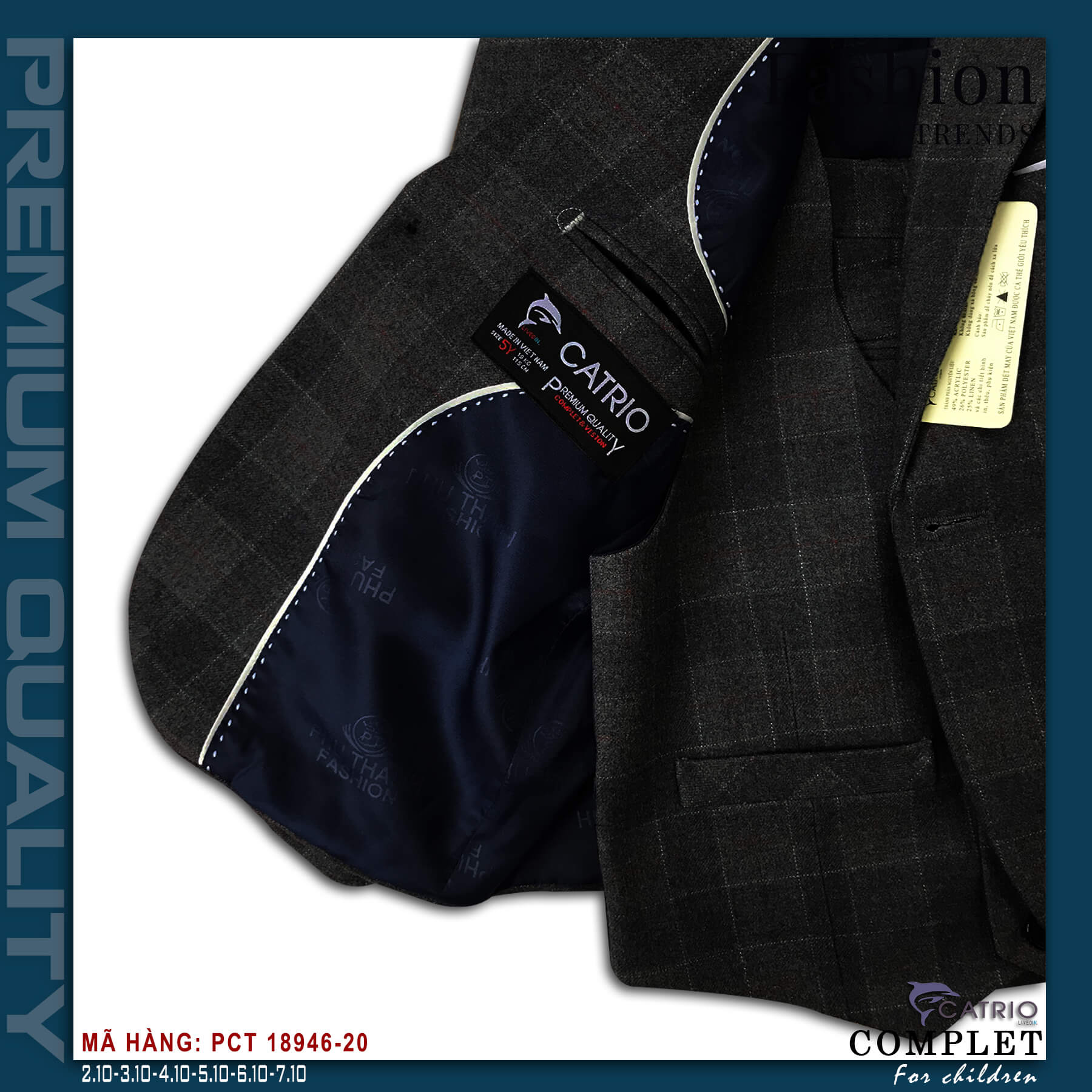 BỘ COMPLET TRẺ EM CATRIO PCT18946/20 LÀ BỘ VEST BÉ TRAI TỪ 8 TUỔI ĐẾN 10 TUỔI THUỘC BST BỘ ĐỒ QUẦN ÁO TRẺ EM MÙA LỄ TẾT, TIỆC CƯỚI NĂM 2021