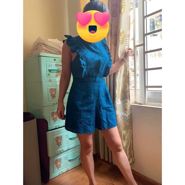 VẢI THÔ THÊU XANH CỔ VỊT ĐẬM