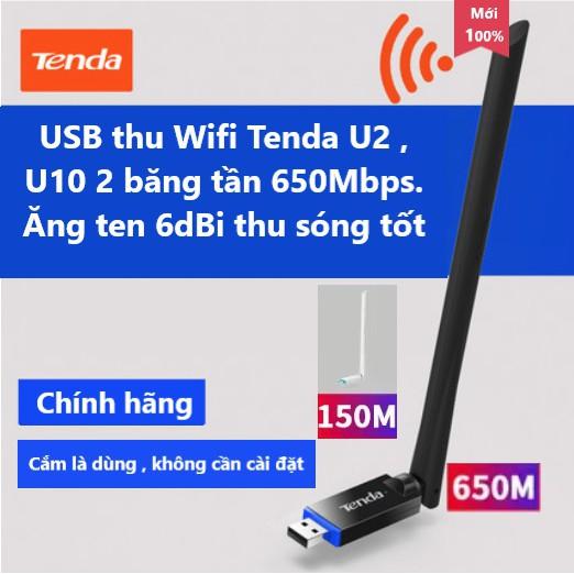 USB kết nối Wifi Tenda U10 chuẩn AC tốc độ 650Mbps - Hàng Chính Hãng Microsun Phân Phối