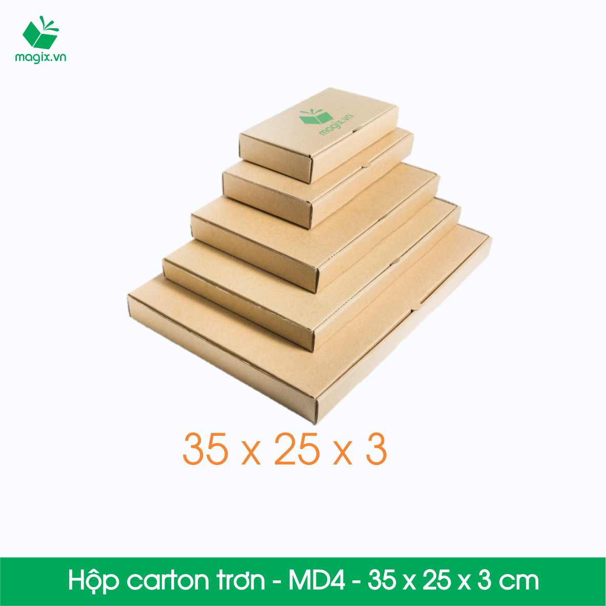 MD4 - 35x25x3 cm - 50 Thùng hộp carton trơn đóng hàng 