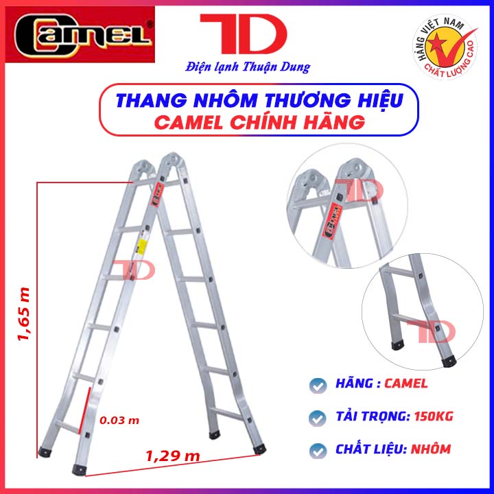 Thang ghế nhôm chữ A xếp gọn 6 bậc CAMEL, đa năng gấp gọn - Điện Lạnh Thuận Dung