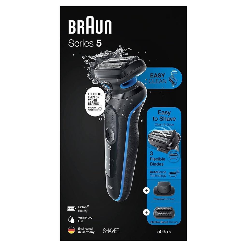 Máy Cạo Râu BRAUN SERIES 5 - 5035S, Sạc Nhanh, Nhiều Đầu Thay Thế, Made In Germany, BH 12 Tháng, Hàng Chính Hãng