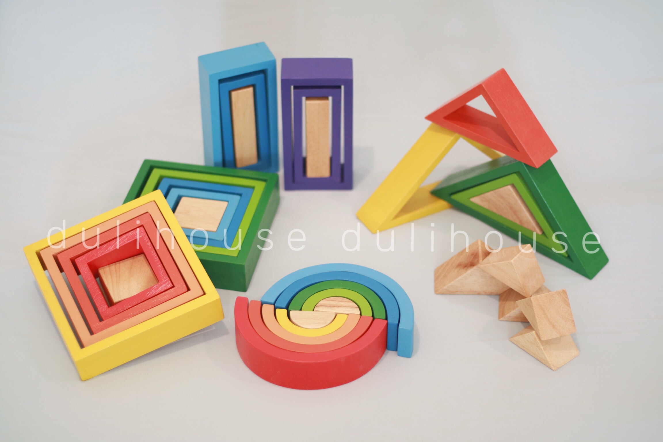 Đồ chơi gỗ bộ xếp hình cầu vồng giúp bé nhận biết các loại màu sắc cầu vồng, làm quen so sánh lớn nhỏ, phát triển tư duy - Sản xuất tại Việt Nam