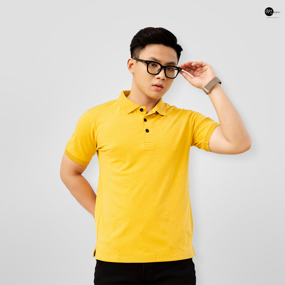 Áo polo nam cổ bẻ basic vải cotton chuẩn form, lịch sự, năng động, VÀNG - MOSI