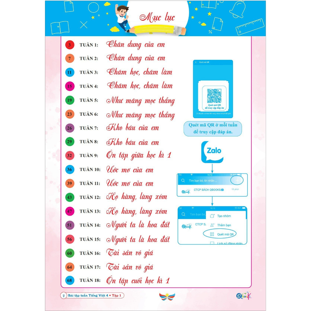 Sách - Bài Tập Tuần Tiếng Việt Lớp 4 - Tập 1 - Chương trình học Cánh Diều- Có mã QR Video bài giảng