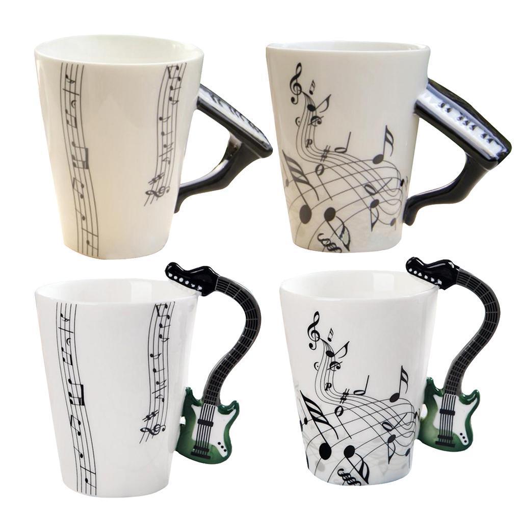 400ml Music Mug with Handle Coffee Cup Ceramic Cup Gift for Friend Guitar