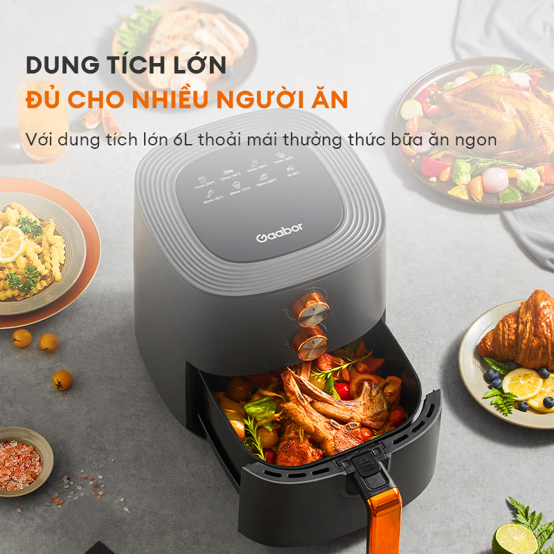 Nồi chiên không dầu GAABOR GA-M6A dung tích 6 lít công suất mạnh 1700W - Hàng chính hãng