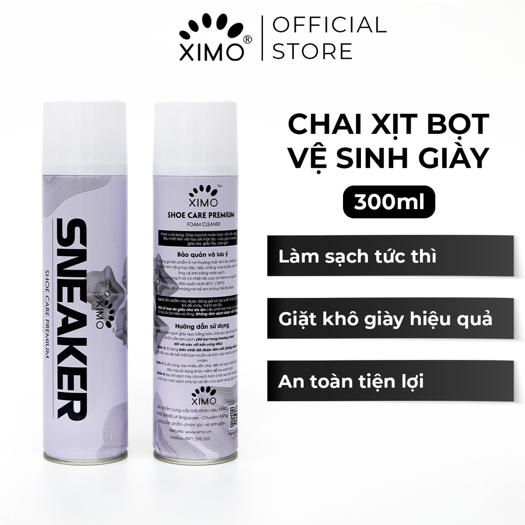 Chai Xịt Tạo Bọt Vệ Sinh Giày XIMO Cao Cấp 300ml