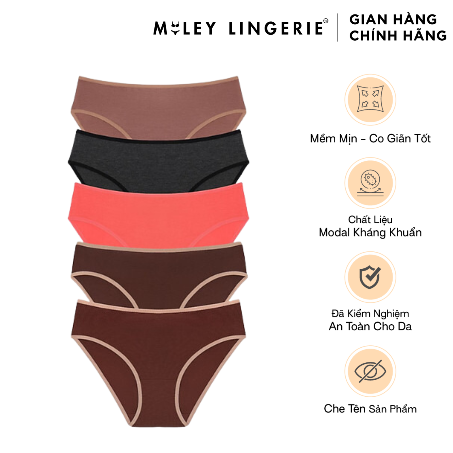 Combo 5 Quần Lót Nữ Cotton Co Dãn Flexi Miley Lingerie Màu New - BCS40 (Giao màu ngẫu nhiên)