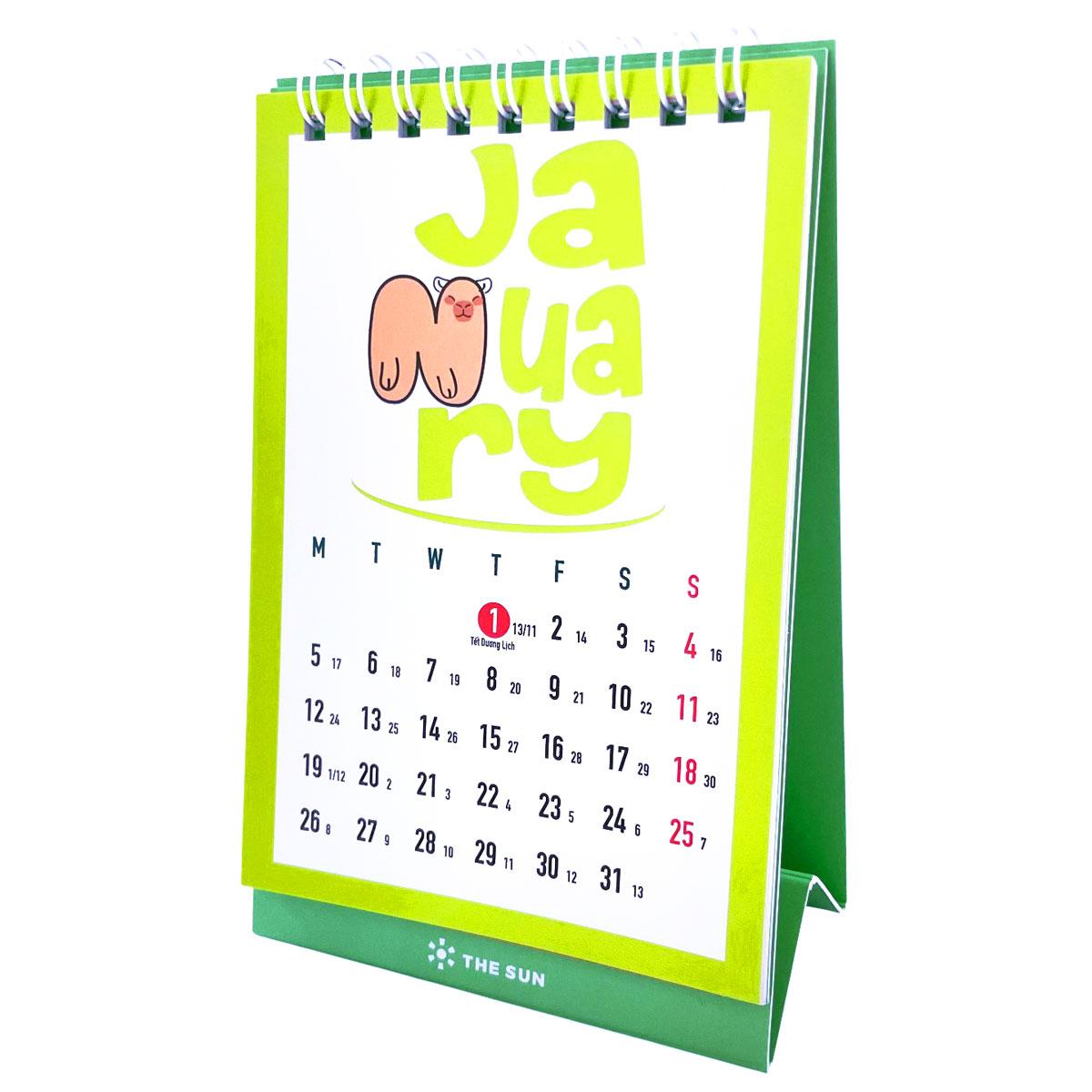 Lịch Bàn Chữ A 2026 - The Sun - Capybara
