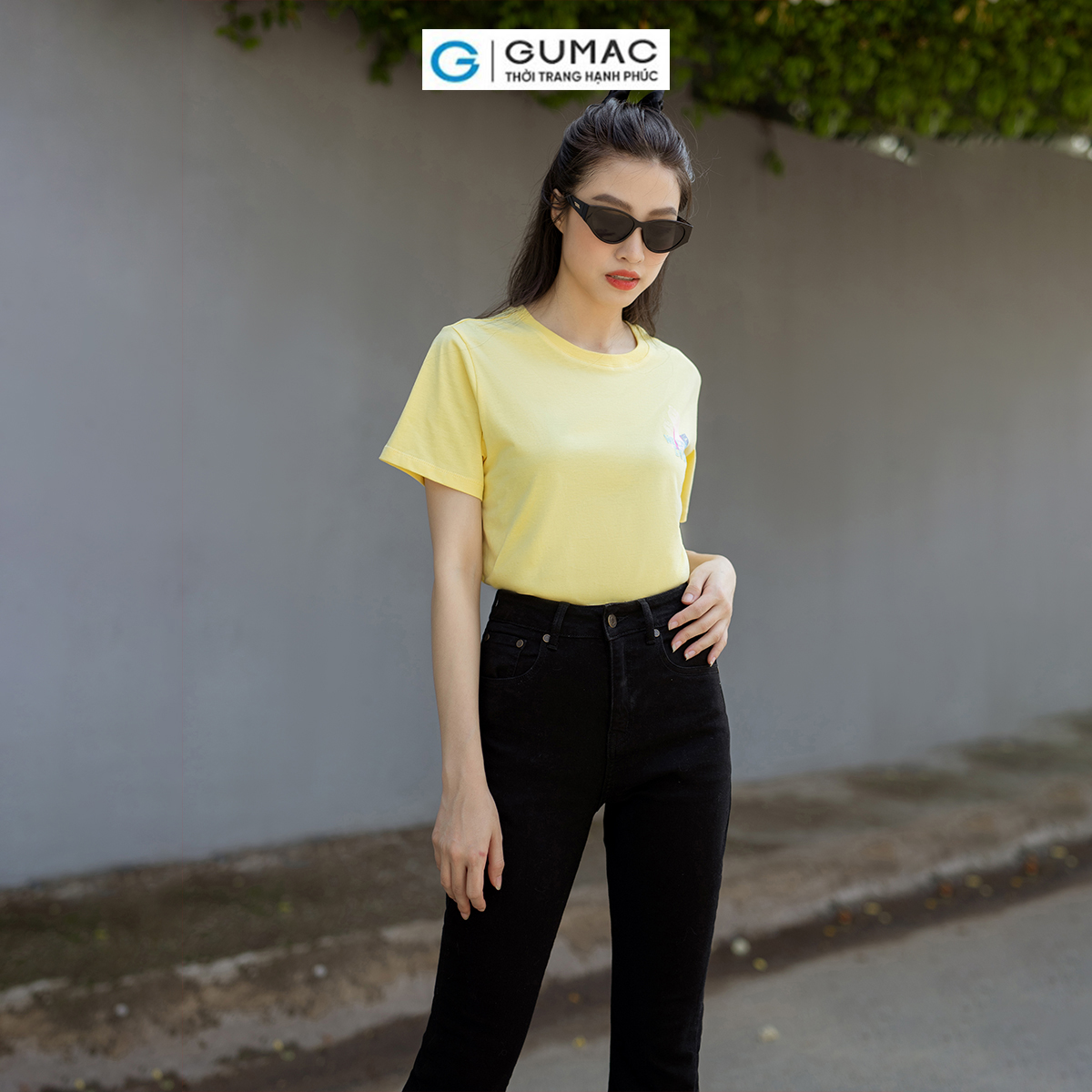 Áo thun nữ cotton tay ngắn cổ tròn in trẻ trung năng động thời trang GUMAC ATD07059