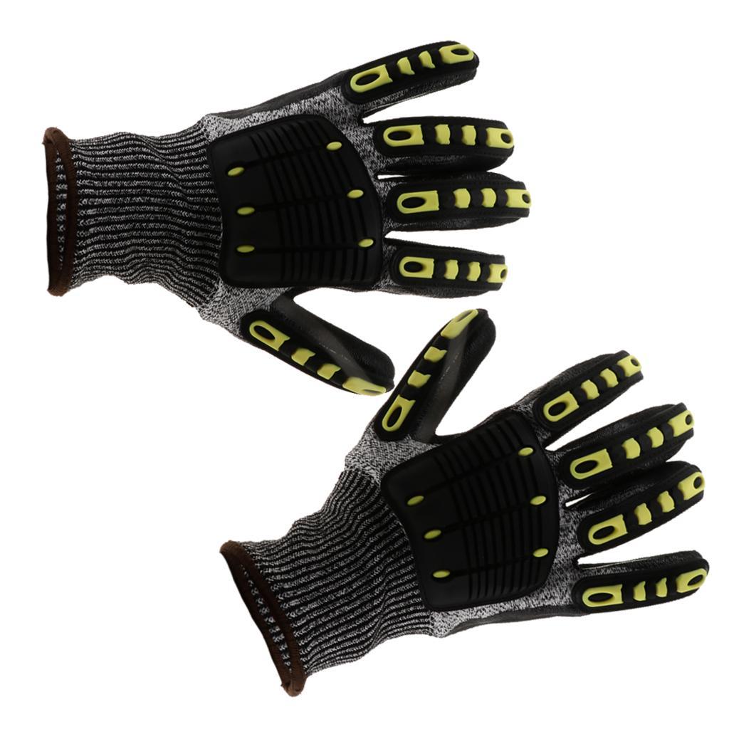 2 Pairs Cut Resistant Work Gloves Dissipates Impact Force and PU Coating Increases Slip Resistance