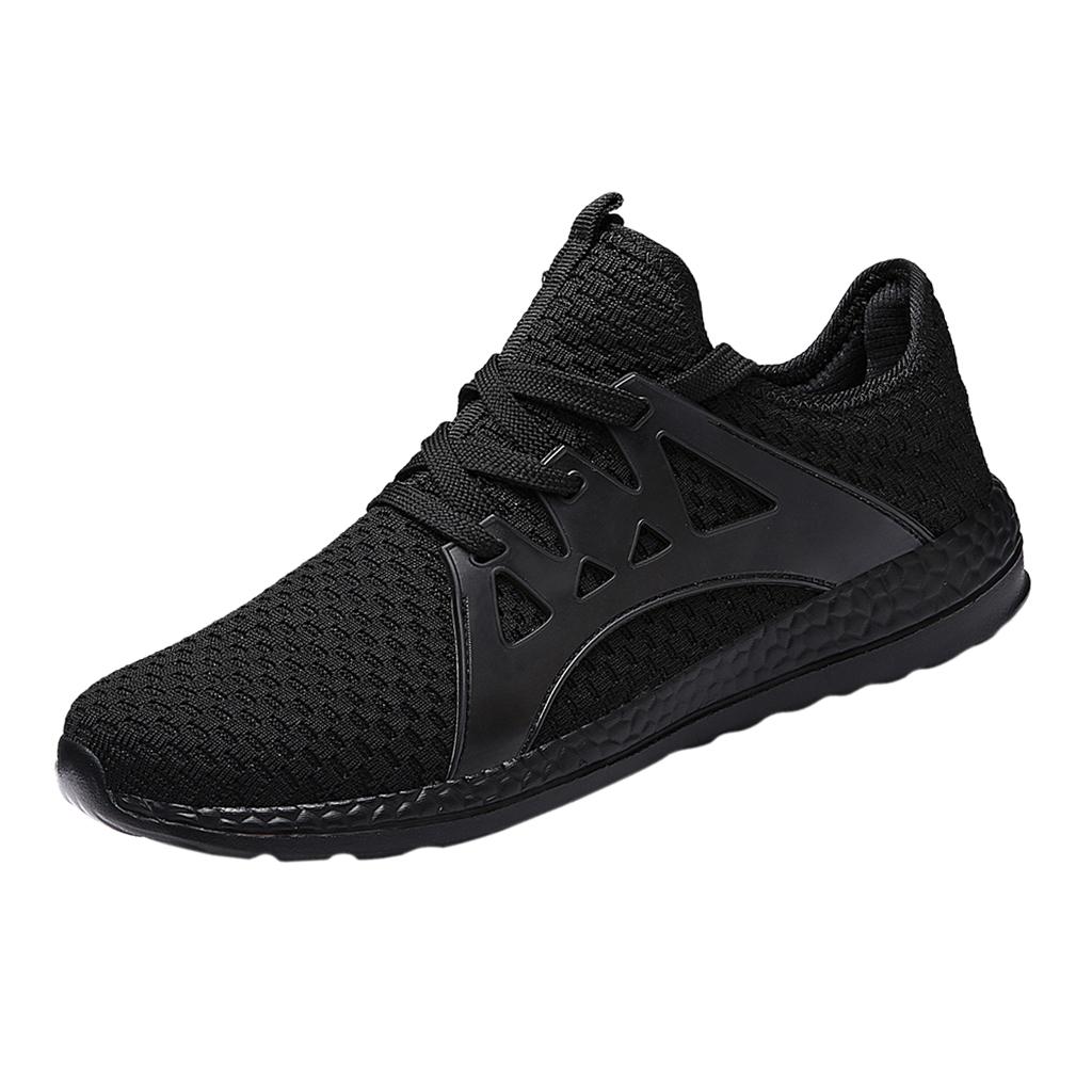 Men's Lightweight Breathable Black Mesh Street Sport Walking Shoes Casual Sneakers