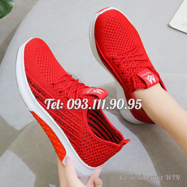 Giày thể thao sneaker Nữ kẻ sọc, đế khoan phối màu – Mã số 1830