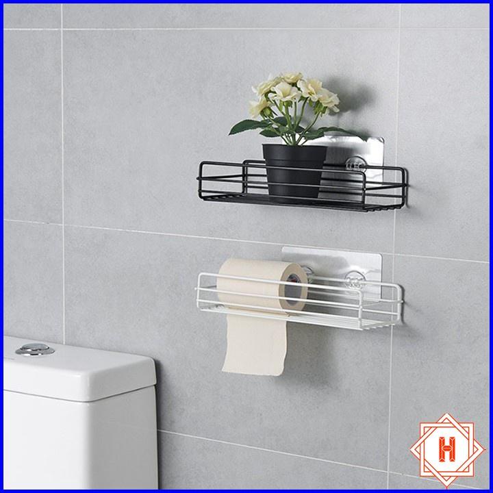 Kệ sắt chữ nhật để đồ nhà tắm, phòng bếp dán tường siêu chắc. Kệ để gia vị inox đa năng