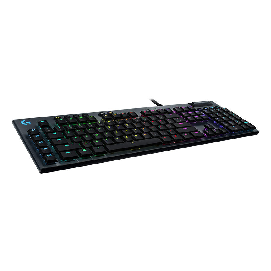 Bàn phím game cơ học RGB Logitech G813 - 3 loại switch cấu hình thấp, cổng USB 2.0, 5 nút lập trình, media chuyên biệt, RGB Lightsync - Hàng chính hãng