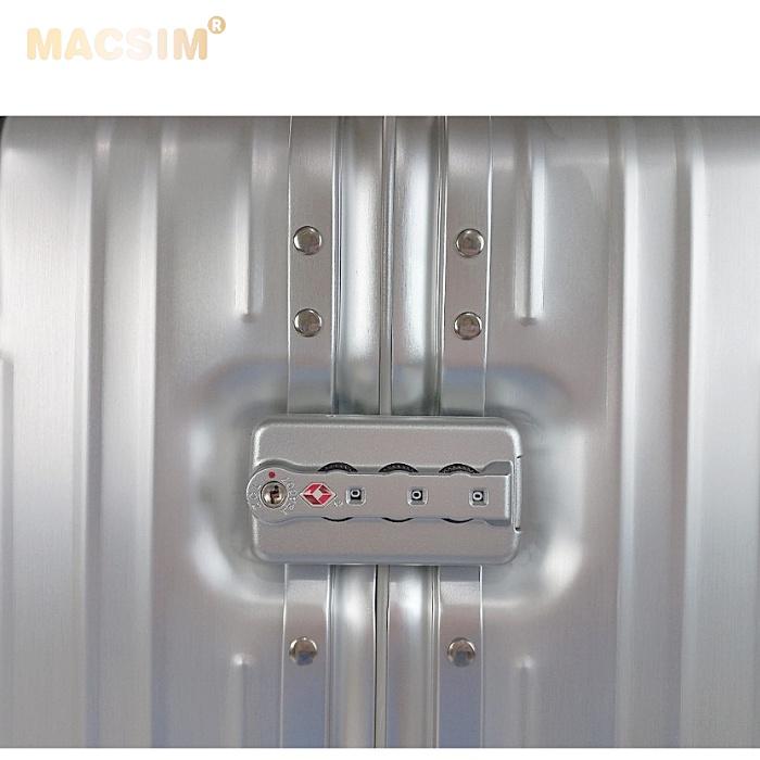 Vali hợp kim nhôm nguyên khối MS1104 Macsim cao cấp màu Bạc cỡ 29 inches