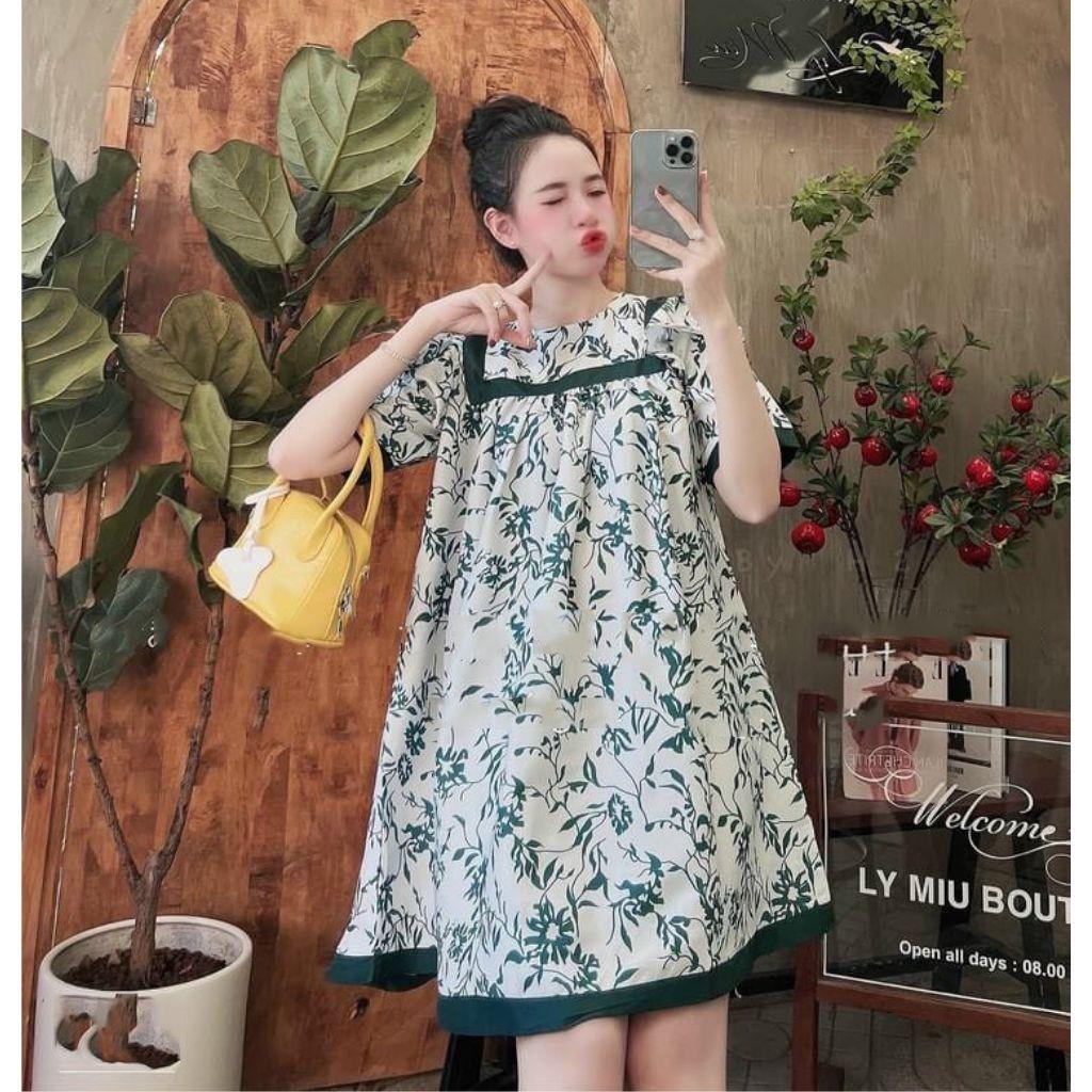 Váy bầu suông MAMA DRESS Đầm bầu hoa dự tiệc đẹp giá rẻ FREE SIZE dáng suông bầu hay không bàu đều mặc được V58