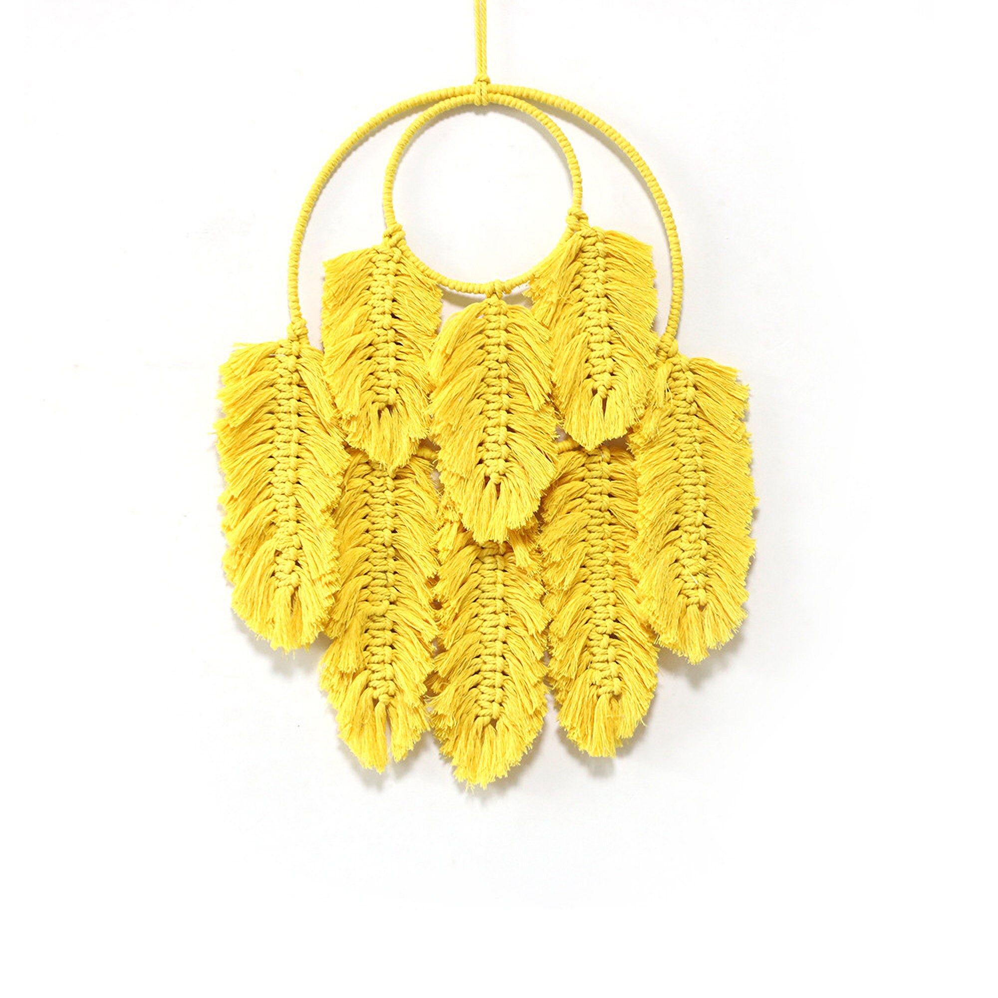 Dream catcher trang trí phòng ngủ, phòng làm việc màu vàng