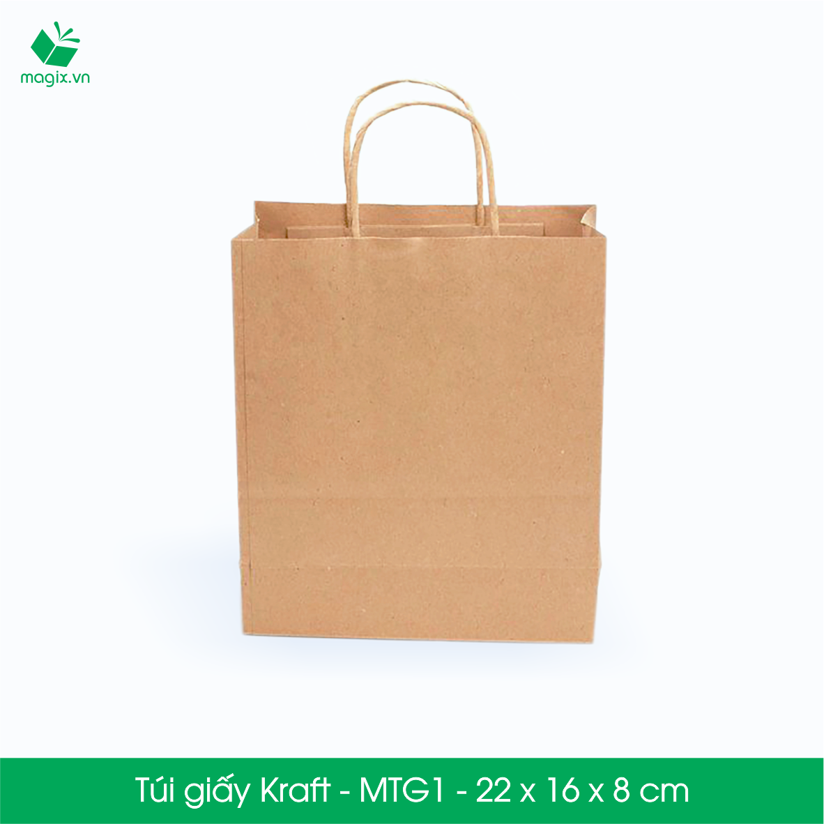 MTG1 MTG1T - 22x16x8 cm - Combo 100 túi giấy Kraft Nhật cao cấp