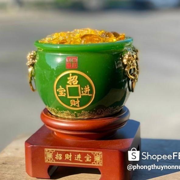 Bát Tụ Bảo  Đá Ngọc Chiêu Tài Lộc, kích thước 15cm, Có đế đẹp, đủ màu