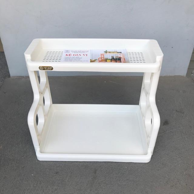 Kệ gia vị 2 tầng nhà bếp Việt Nhật chắc chắn, Kệ gia vị chữ H đựng đồ dùng nhà bếp tiện lợi