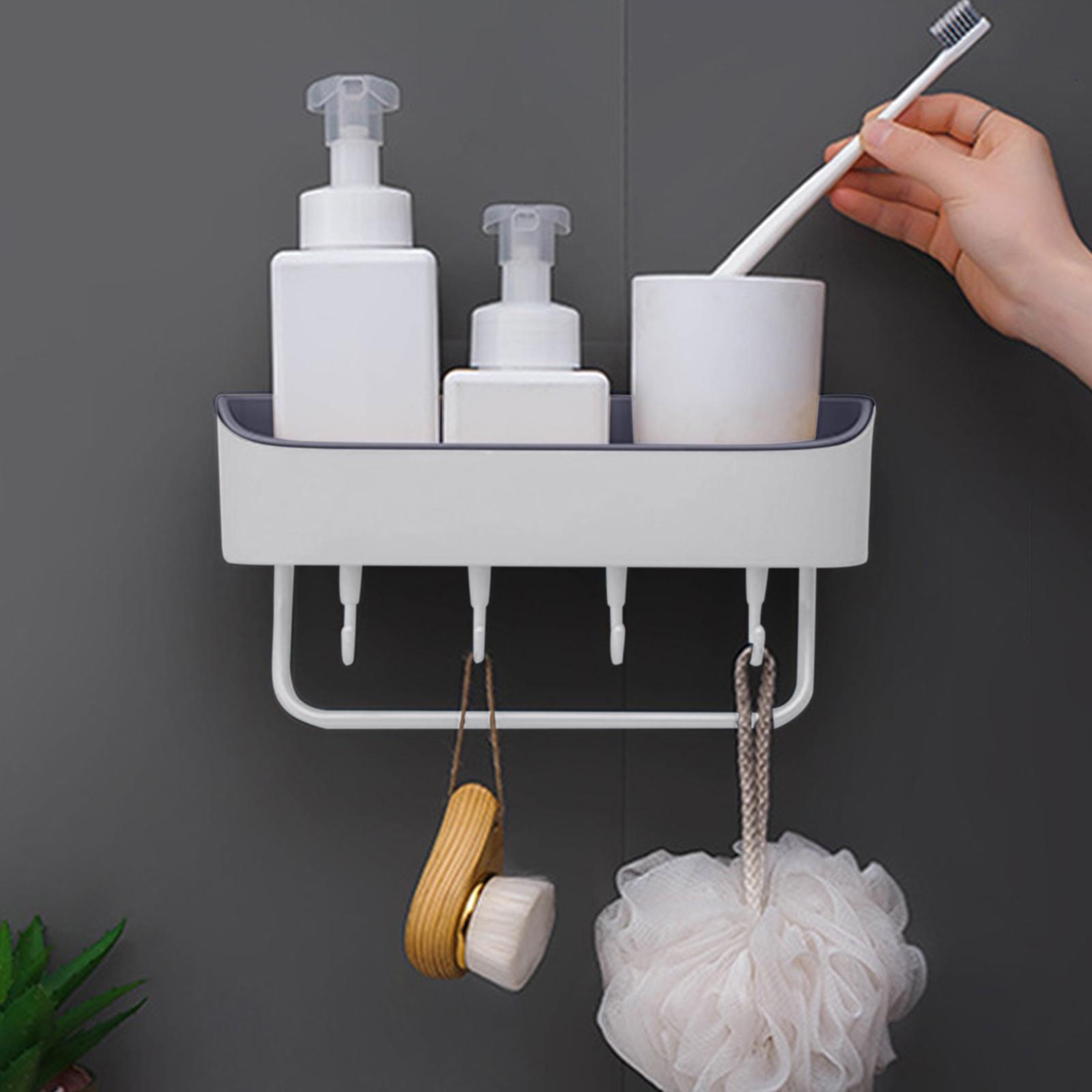 Wall Mounted Shower Caddy Shelf No Drilling Shower Basket Shelves for Home Pink