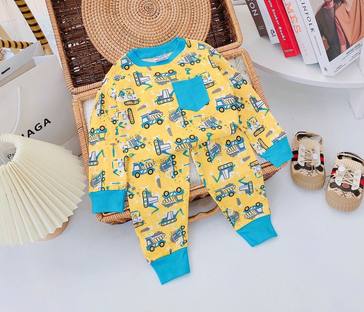 Đồ bộ dài tay bé trai, bộ đồ ngủ cho bé trai size 8-22KG chất thun cotton mềm mịn mát