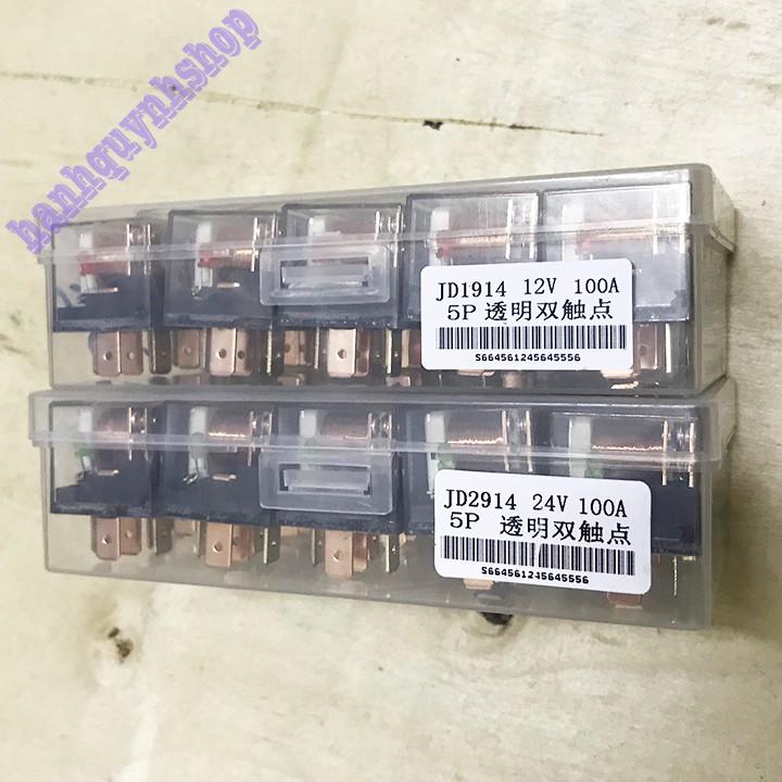 Hộp 10 Rơ Le 5 Chân 12V 100A Hoặc 24V 100A