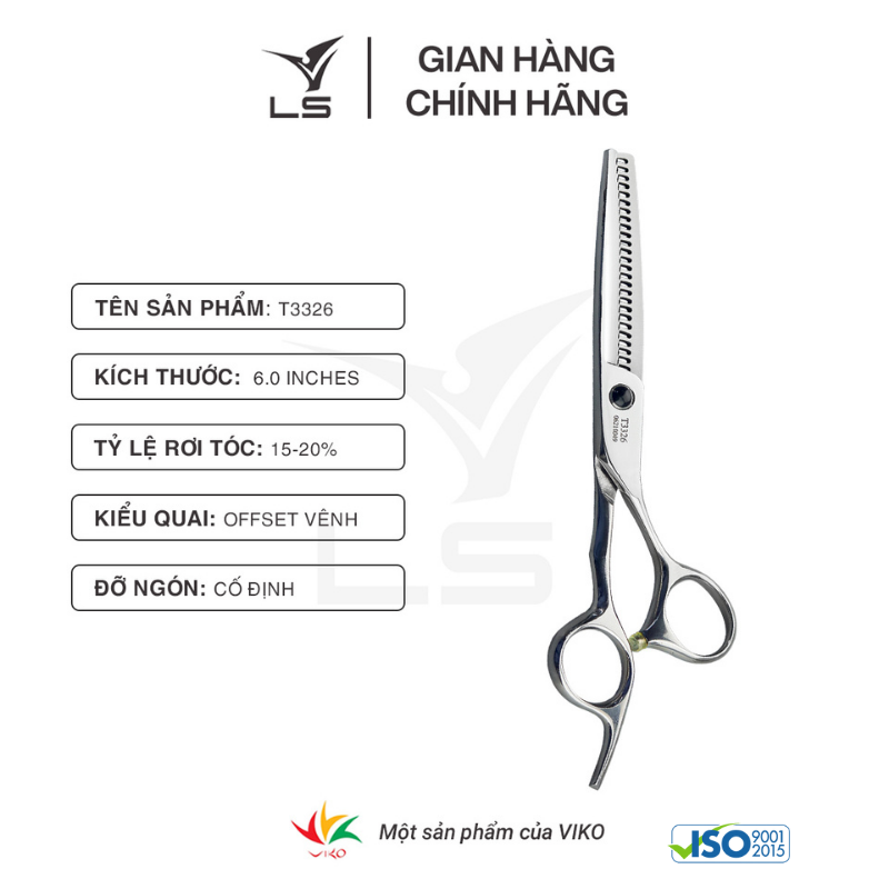 Kéo tỉa tóc LS rơi 15-20% quai offset vênh đỡ ngón cố định T3326