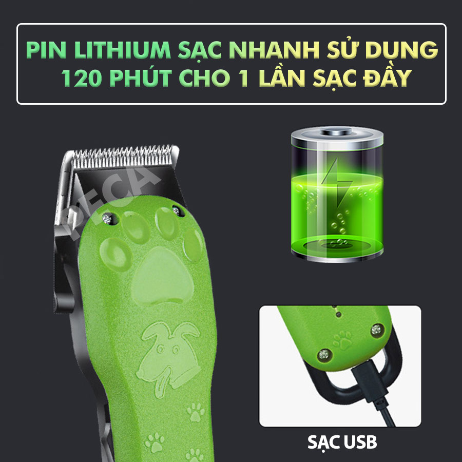 Tông đơ cắt tỉa lông thú cưng Kemei KM-CW10 điều chỉnh 2 mức tốc độ công suất mạnh 8W sạc nhanh USB chuyên nghiệp phù hợp cắt lông chó, mèo