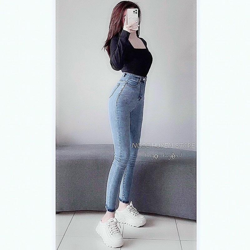 Quần Jeans Ôm Lưng Cao Trơn Q037