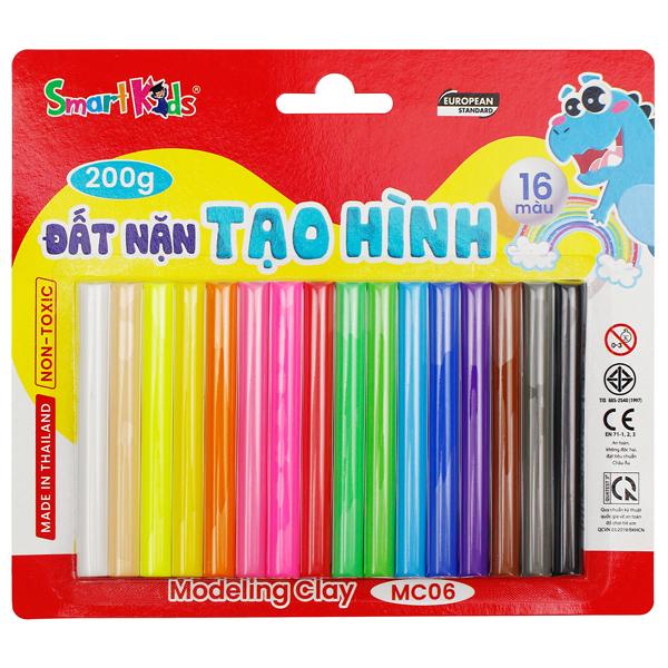 Đất Nặn Tạo Hình 16 Màu Vỉ Nhựa 200gr - Smart Kids MC06