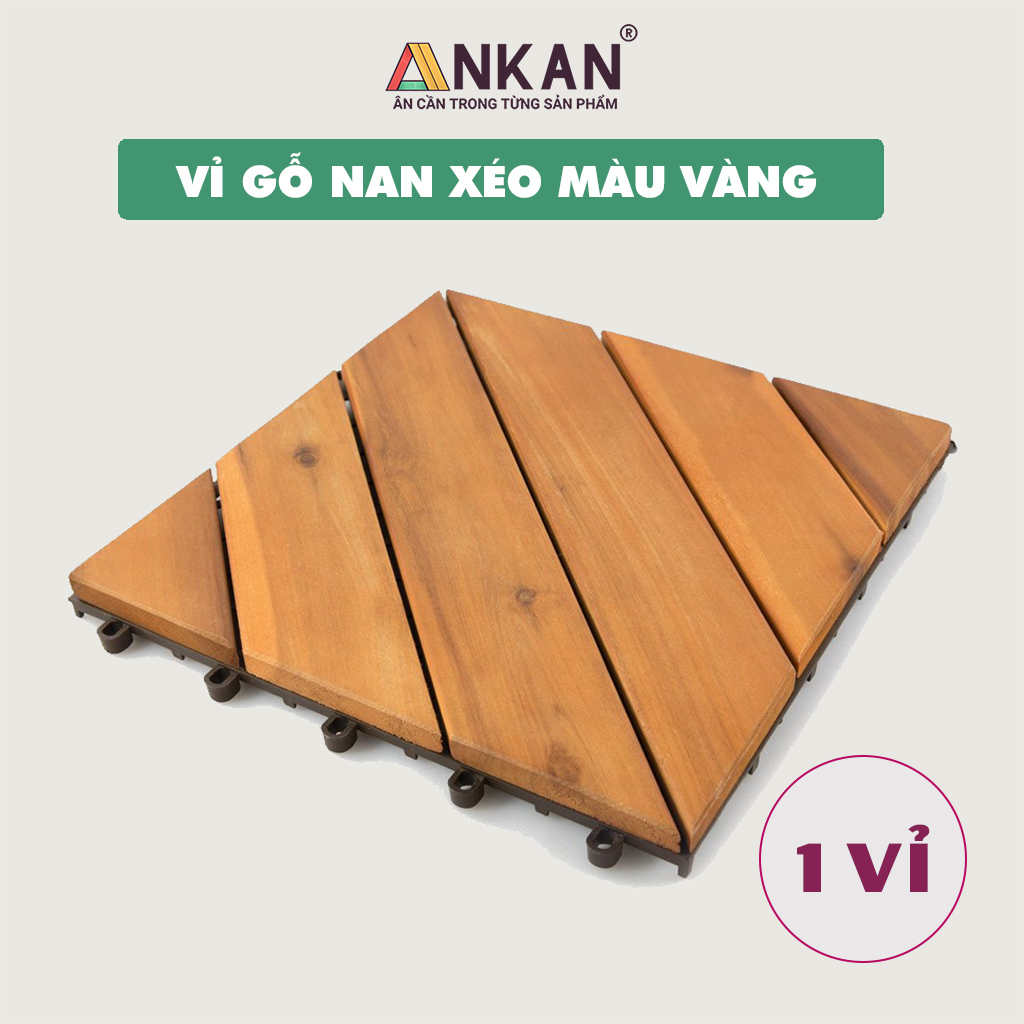 Tấm Lót Ban Công Loại 6 Nan Xéo Màu Vàng Nắng Thương Hiệu ANKAN Dùng Để Lót Ban Công Sân Vườn Sân Thượng Hành Lang Văn Phòng