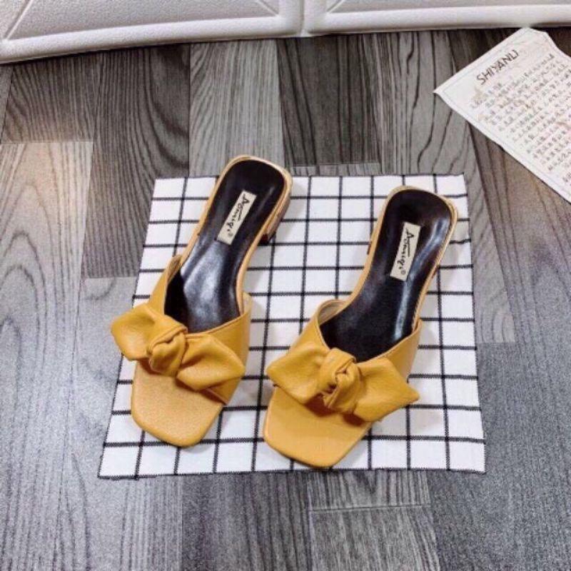 GUỐC DA MỊN QUAI NƠ XOẮN 2 MÀU - 2P