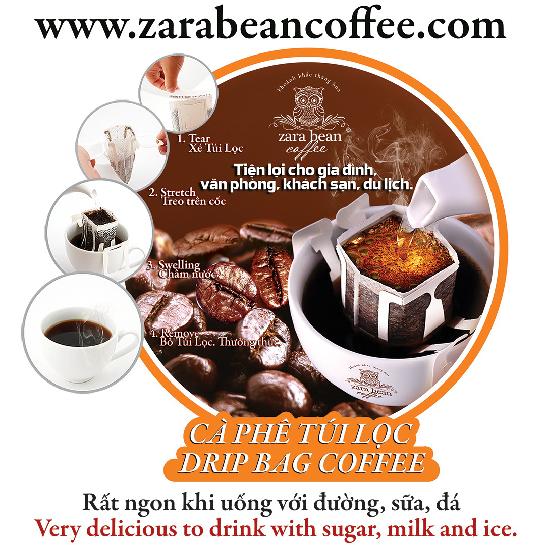 Cà phê túi lọc Arabica Cầu Đất (2 hộp x 10 gói)