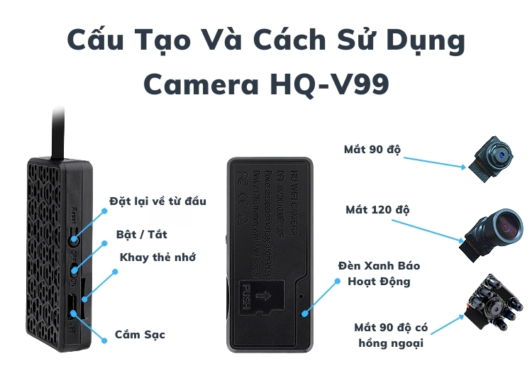 Camera quan sát HQ V99 4k có hỗ trợ hồng ngoại và xem trực tiếp từ xa qua điện thoại