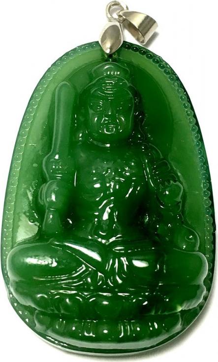 Mặt dây bản mệnh khắc ngài Bất Động Minh Vương đá ngọc tự nhiên cho người tuổi Thân - tuổi Dậu - MDNA15