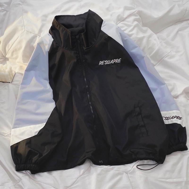 Áo Khoác Jacket Dù 2 Lớp Tay Xanh Nhạt RESUAPRE ulzzang [ nam nữ mặc