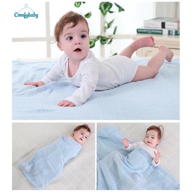 Chăn lưới Comfybaby sợi tre, quấn ủ nhộng chũn, trùm xe đẩy - Thấm mồ hôi, kháng khuẩn Comfybaby cho bé - chính hãng