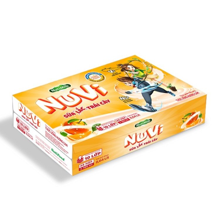 Thùng 48 hộp NuVi Thức Uống Hương Cam Sữa Lắc Trái Cây TU.NC110TI 110ml NUTIFOOD