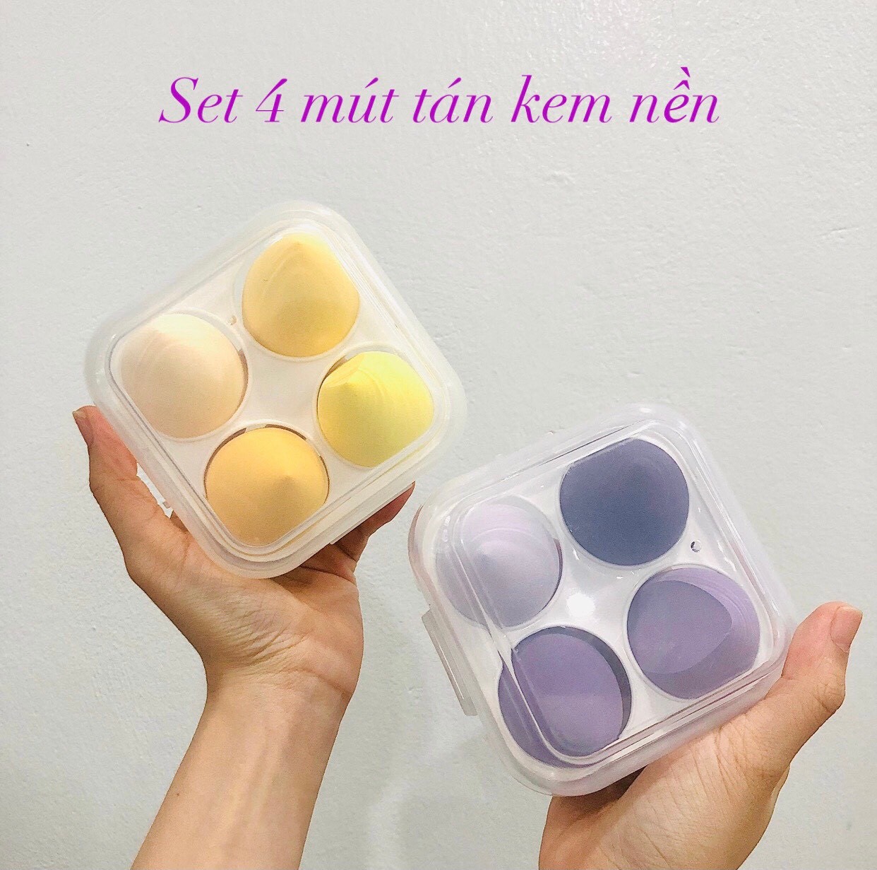 Set 4 Bông Mút Trang Điểm Siêu Mịn Kèm Hộp Đựng Cao Cấp Sang Trọng( màu ngẫu nhiên )