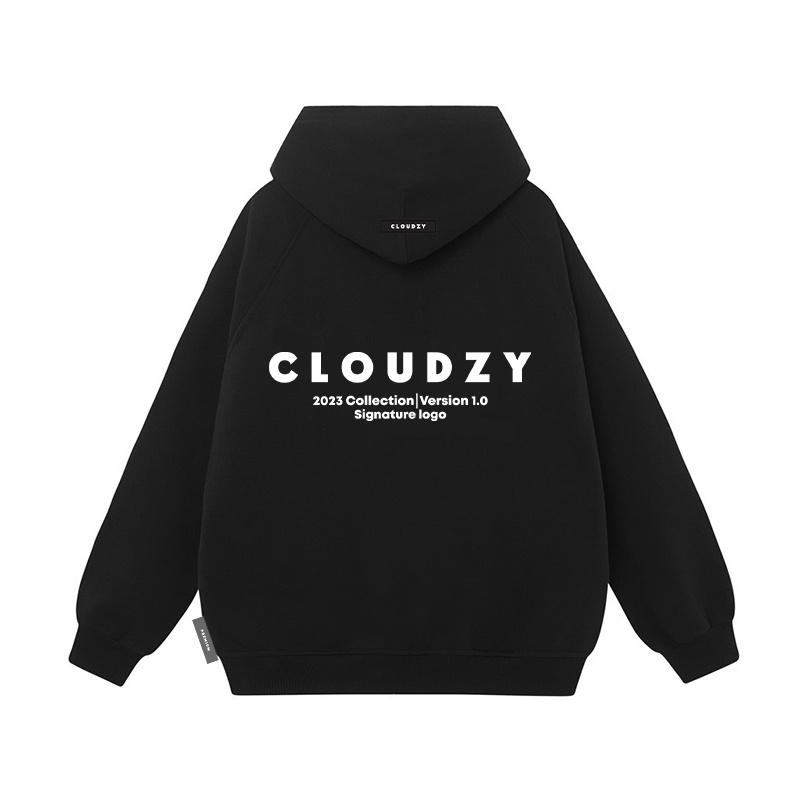 Áo hoodie nam nữ local brand unisex cặp đôi nỉ ngoại cotton form rộng có mũ xám đen dày cute zip SIGNATUTE LOGO V1